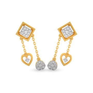 Mesmerizing Heartin Charms Diamond Earrings-736A001755-1-EF IF VVS-18kt Yellow Gold-