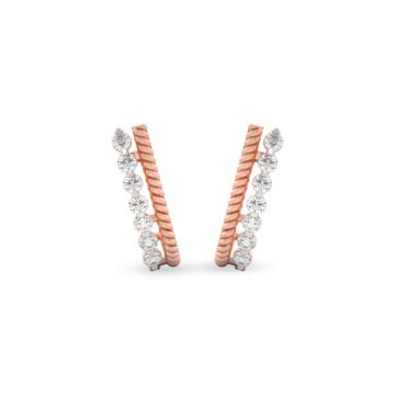 Glossy Hoop Pattern Diamond Earrings-736A001301-1-EF IF VVS-18kt Yellow Gold-