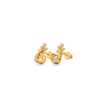 Charismatic Peacock Diamond Earrings-736A001652-1-EF IF VVS-18kt Yellow Gold-