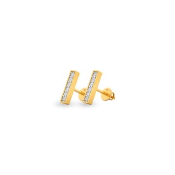 Magnificent Stripe Pattern Diamond Earrings-736A001358-1-EF IF VVS-18kt Yellow Gold-