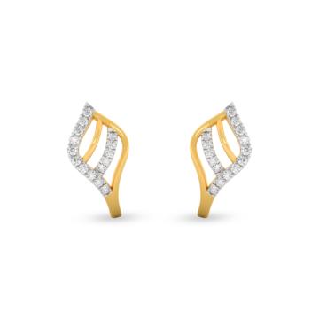 Enchanting Leaf Pattern Diamond Earrings-736A001663-1-EF IF VVS-18kt Yellow Gold-