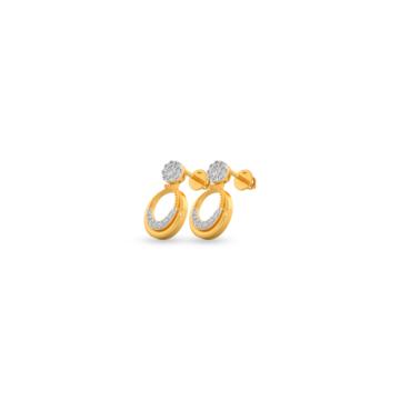 Stellar Circle Pattern Diamond Earrings-EF IF VVS-18kt Yellow Gold-