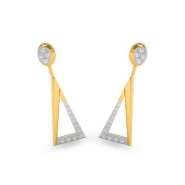 Stylish Triangular Drops Diamond Earrings-736A001754-1-EF IF VVS-18kt Yellow Gold-