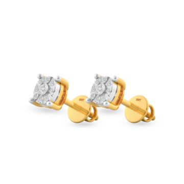 Glitzy Geometric Pattern Diamond Earrings-EF IF VVS-18kt Rose Gold-