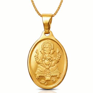 Classic Gold Ganesh & OM Oval Design Pendant