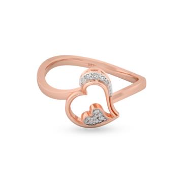 Glinting Double Heart Diamond Ring-EF IF VVS-18kt Yellow Gold-7