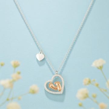 Radiant Two Tone Heart Silver Necklace
