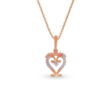 Ornate Dainty Heart Diamond Pendant-736A000904-1-EF IF VVS-18kt Yellow Gold-