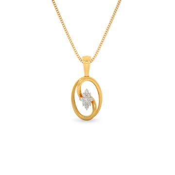 Attractive Floral Diamond Pendant-736A001738-1-EF IF VVS-18kt Yellow Gold-