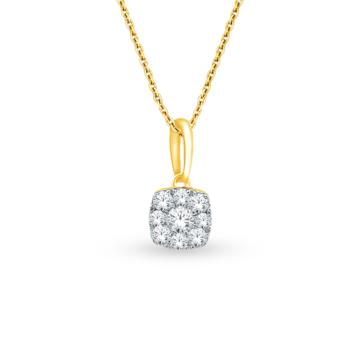 Pretty Square Design Diamond Pendant-736A001604-1-EF IF VVS-18kt Yellow Gold-