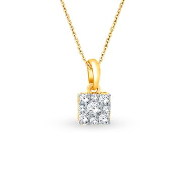 Elegant Square Pattern Diamond Pendant-736A001735-1-EF IF VVS-18kt Yellow Gold-