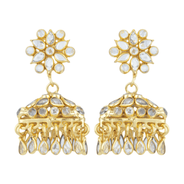 Twinkling Floral White Stone Silver Earrings