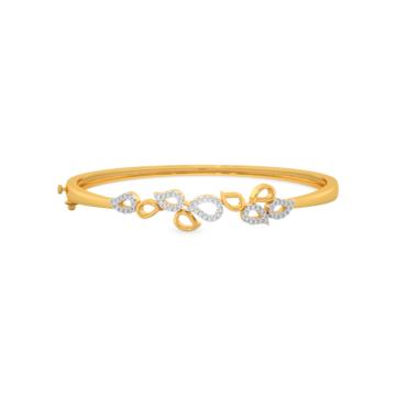 Textured Leafy Pattern Diamond Bracelet-736A001624-1-EF IF VVS-18kt Yellow Gold-45mm * 55mm-
