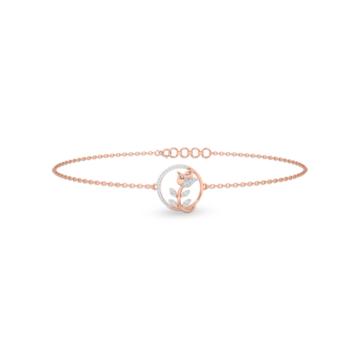 Minimalist Flowered Diamond Bracelet-736A002006-1-EF IF VVS-18kt Yellow Gold-5.5-