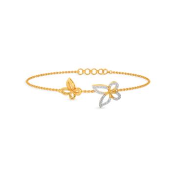 Enchanting Twin Butterfly Diamond Bracelet-736A002009-1-EF IF VVS-18kt Yellow Gold-6.5-